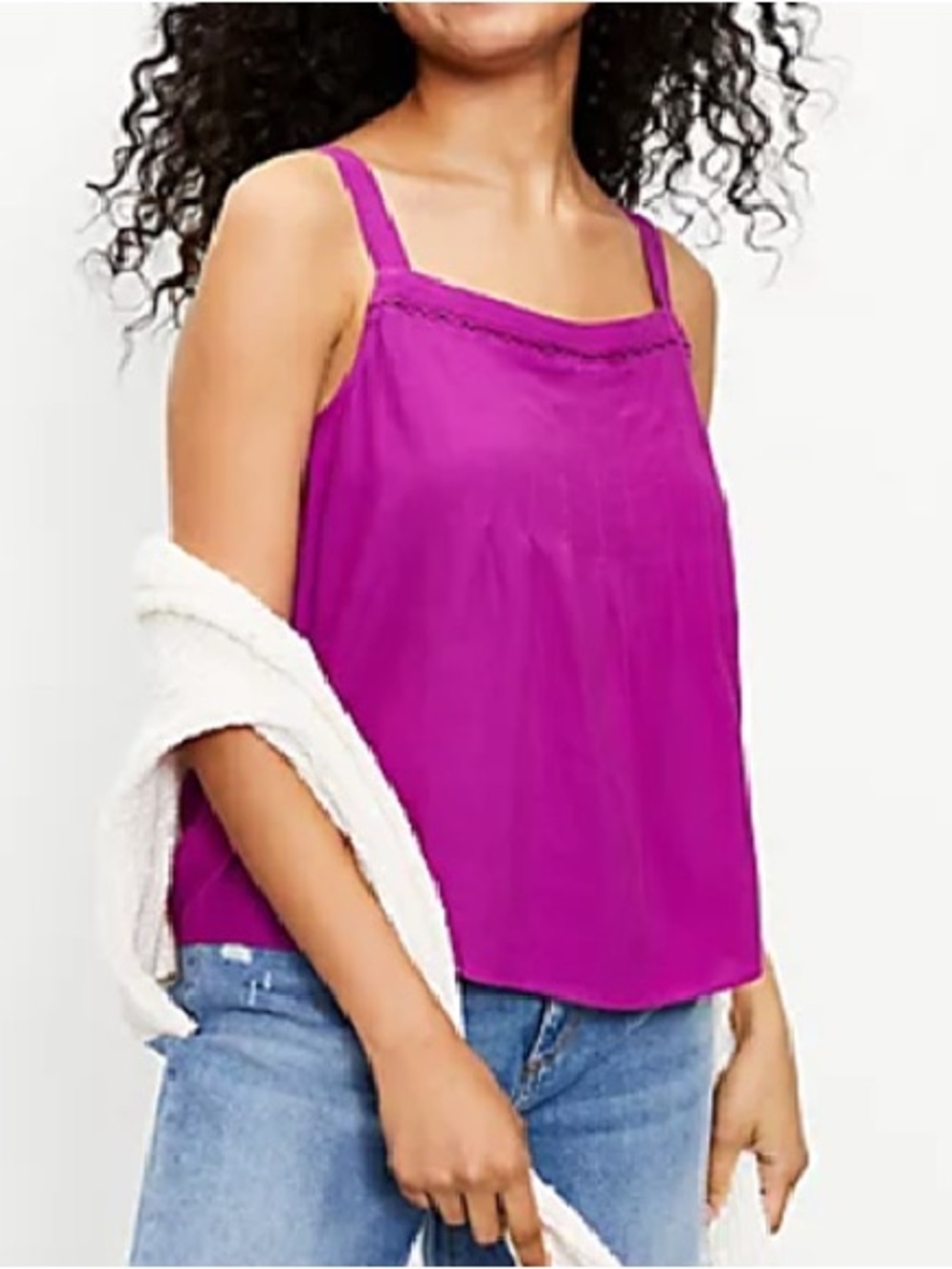 LOFT Magenta Crochet-Trim Cami